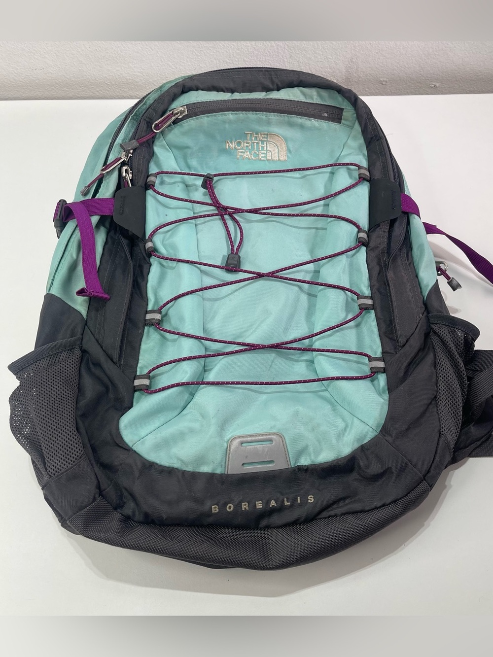 The North Face Borealis Backpack Aqua Purple Hiking Travel Daypack Outdoor